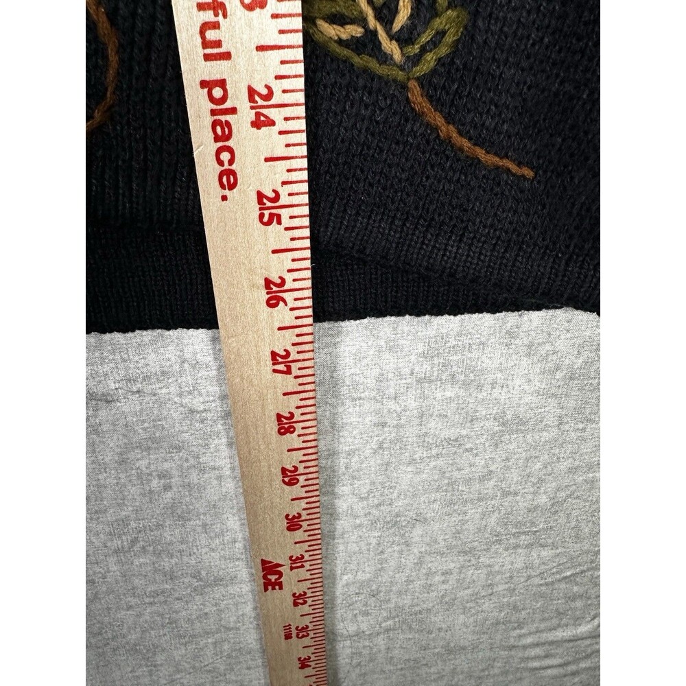 Crystal Kobe Vintage Cottagecore Embroidered Full Zip Cardigan Navy Granny  Sz L - Picture 5 of 6